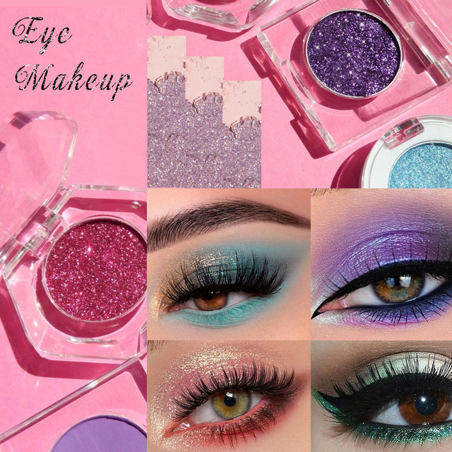 Sombra de ojos con brillo rosa único | OEM de etiqueta privada personalizable sin talco vegano